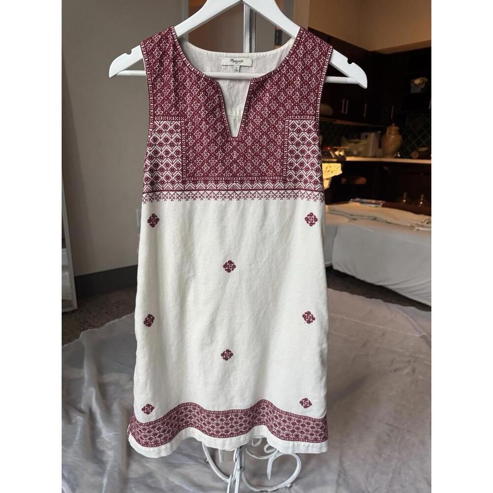 MADEWELL STITCH MOSAIC SHIFT DRESS SZ 2 Or Xs MINI BOHO Ethnic Embroidered  FOLK